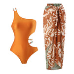 2024 Sexy Sling Ruffle Solid Two Pieces Bikini Women High Waist 3D Flower Swimsuit Skirt Summer Backless Beachwear Bathing Suit