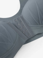 Women's Ruched Front Wireless Daily Bra Front Closure Fixed Padded Cups Seamless Back Smoothing Breathable Comfort Material