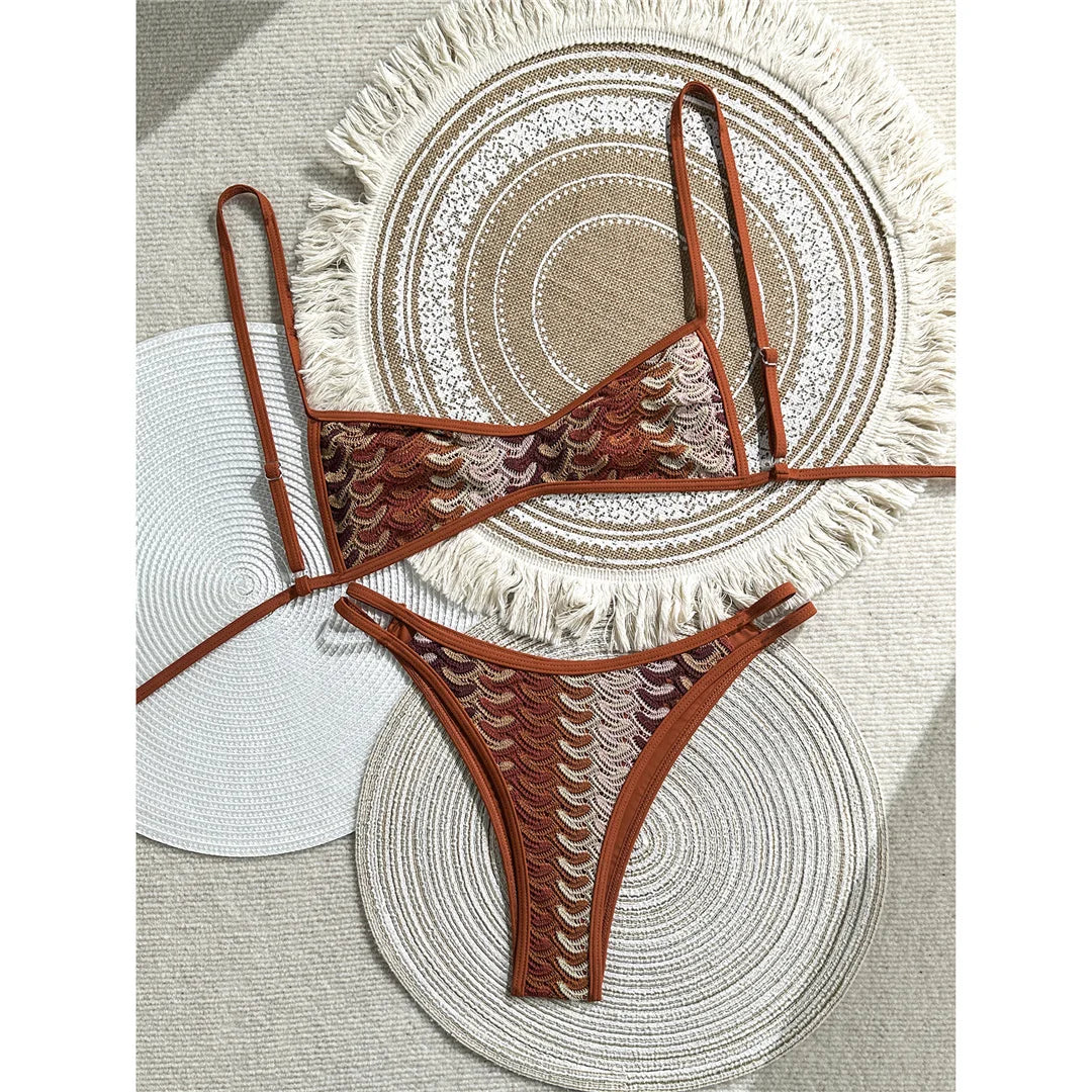 2026 New Sexy Printed High Leg Cut Bikini Female Swimsuit Women Swimwear Two-pieces Bikini set Bather Bathing Suit Swim V8030