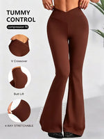 Womens New Spring Autumn Flare Pants V Shaped Cross Waist Wide Leg Trousers Elegant Loose Women Long Sweatpants For Slim Figures