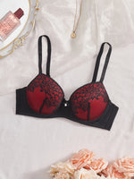 Elegant Women Lace Bra Contrast Color Underwire Push Up Brassiere Sexy Everyday Comfort Ladies Lingerie