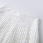 Women Solid Color Patchwork Lace Mini Skirt High Rise A-line Short Pleated Skirts Casual Summer Streetwear