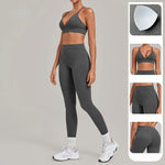 Women's Seamless Yoga Set Sports Fitness Slim Fit Splicing Backless Bra Suits Running Workout Gym Peach Hip Pants Yoga Sets