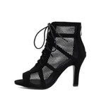NASBAVI Women Latin Dance Boots Tango Party Shoes for Ladies Girls High Heels Ballroom Dance Shoes Mesh Rumba Samba Salsa Shoes