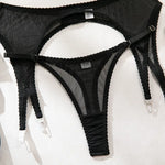 Toucheart Erotic Lingerie Comfortable Mesh Sexy Body Shaping Ultra-thin See-through Sexy Underwear Four-piece Set with Stockings