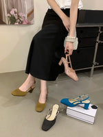 Summer Closed Toe Sandals Buckle Strap Summer Heels Mary Jane Thick Heels French Shallow Lolita Sandals OL Dress Shoes New 2026