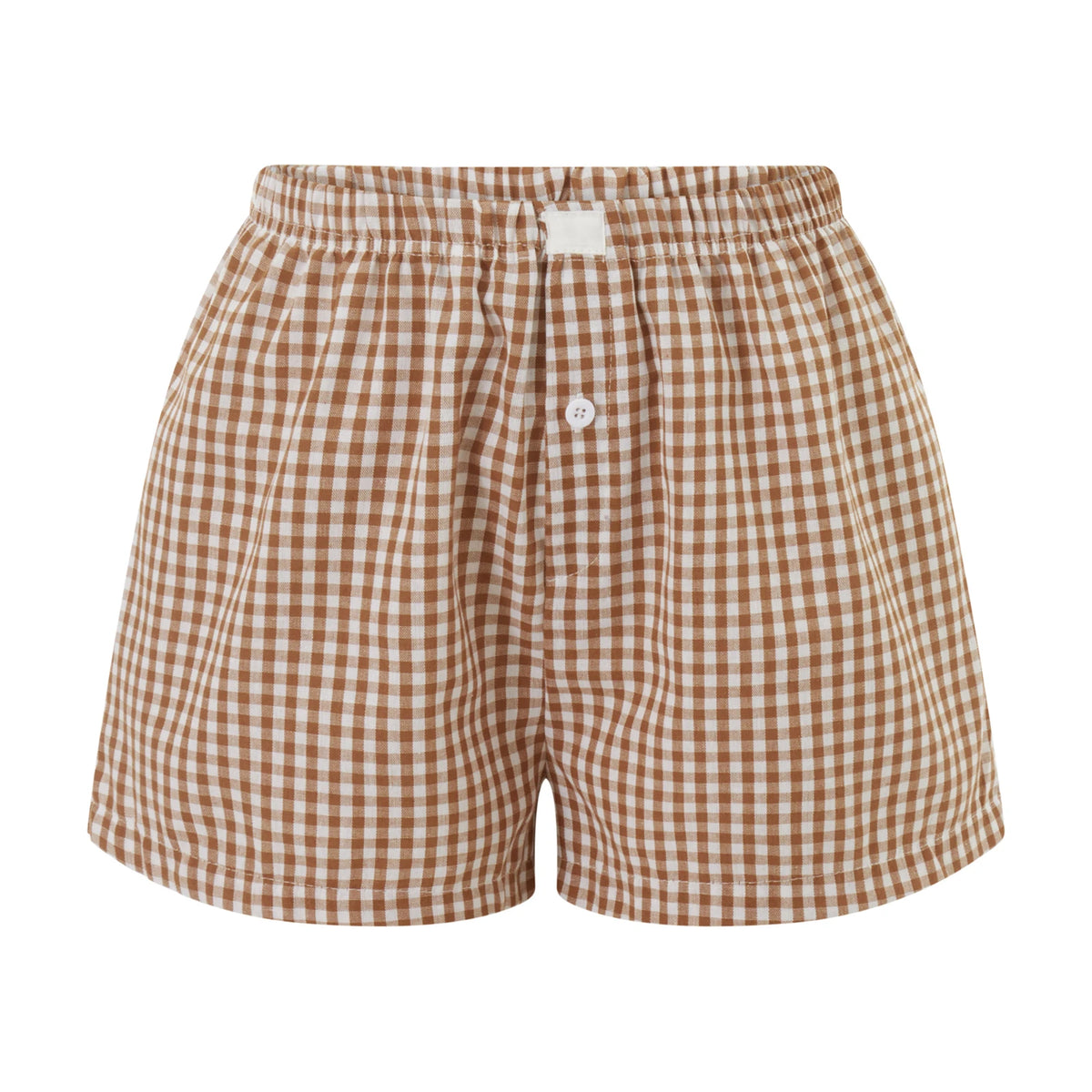 Women’s Plaid Print Shorts Elastic Low Waist Button Front Lounge Shorts Boxers Streetwear