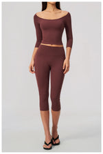 Fashion Mid Sleeve T-shirt Yoga Suits Tight Fitting Slim Sports Tops High Waist Peach Hip Mid Pants Gym Running Fitness Outfits
