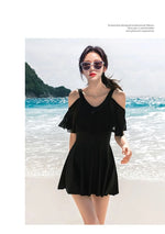 New Swimsuit for Women Soaking in Hot Springs, Concealing Flesh and Slimming, Conservative One-piece Skirt, Flat Angle Swimsuit
