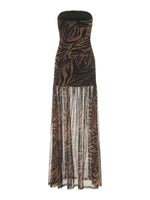 Women’s Tube Top Dress Bohemian Printed Strapless Mesh High Slit Long Dress Summer Evening Party Beach Sexy Club Dresses Summer