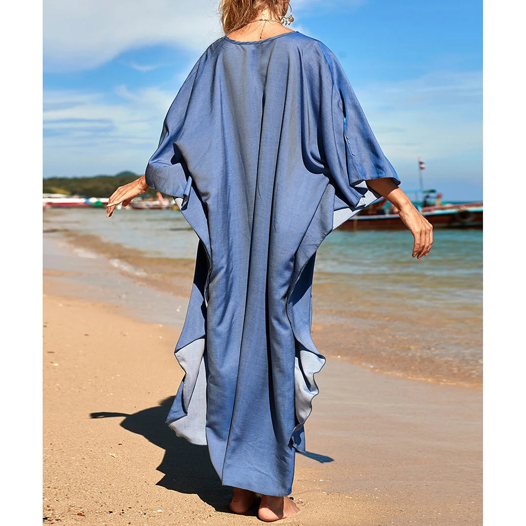 Greek Goddess Long Dress Batwing Sleeve Tunic Beach Cover Up Cover-ups Beach Dress Beach Wear Beachwear Kaftan Maxi Dress V4427