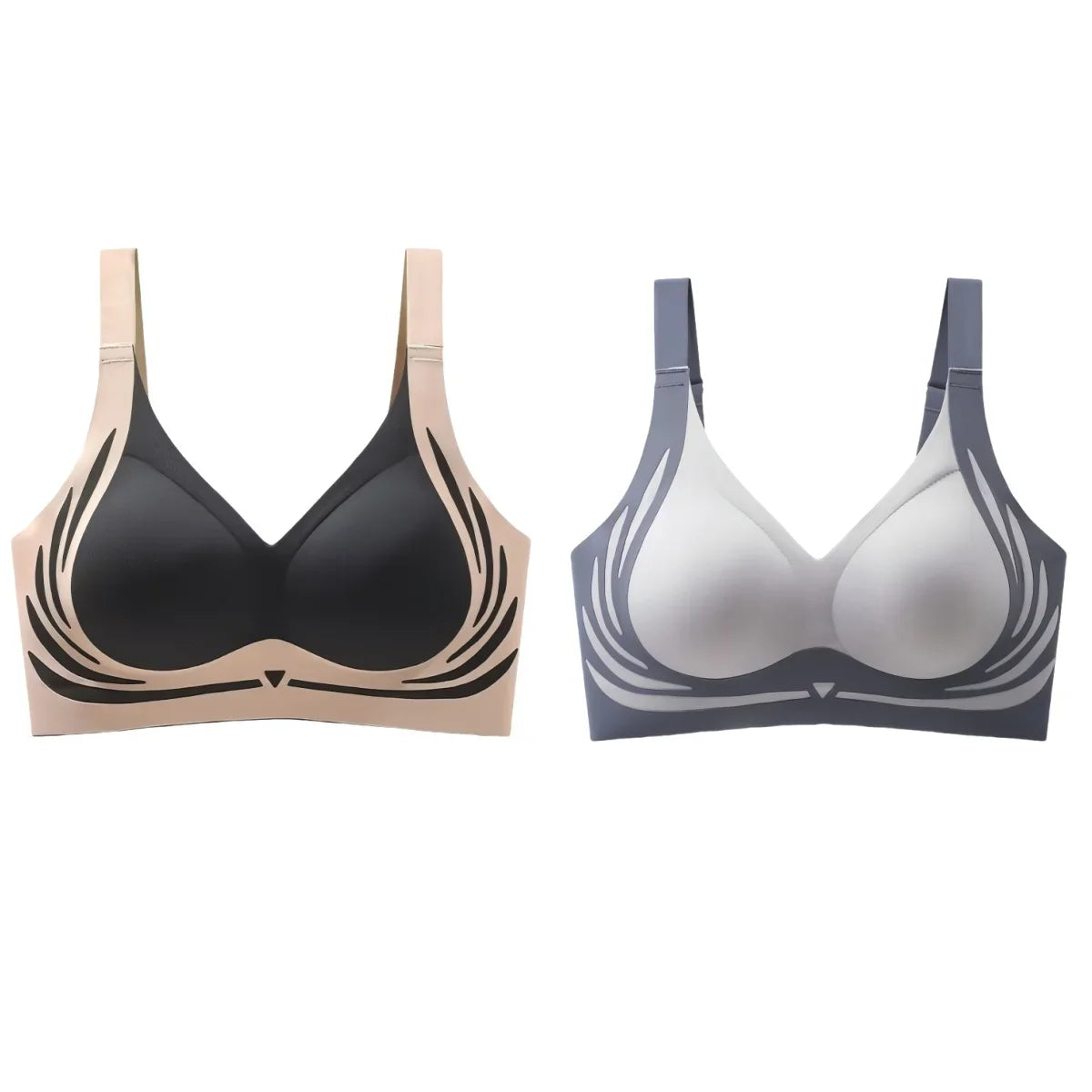 2Pcs/Set Non-wire Push-Up Bras Women's Anti-sagging Lift-up Bra Side Support Adjustable Straps No Show Plus Size Underwear M-4XL