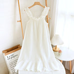 2026 Summer New Style Nightdress Ladies 100% Cotton Crepe Thin Vest Suspender Skirt Loose Long Skirt Sweet And Cute Home Skirt