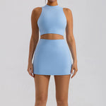 Sports Short Skirt Yoga Set 2PCS Women Tracksuit Gym Tennis Skirt Set Workout Sportswear Golf Dance Athletic Sport Suit
