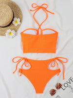 2026 Sexy High Wasited Swimsuit Women Solid Bikini Hollow Out Cross Swimwear Female Bathers Bathing Swimming Swim Suit Beachwear