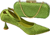 Doershow Italian Shoe and Bag Set New beautiful Women Shoes and Bag Set In GREEN Italian Shoes with Matching Bag set HSH1-1