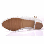 Women 3CM High Heels White Lace Pearl Wedding Shoes Sexy Bride PartyPointed Toe Shallow Mouth Pumps Shoe BridesmaidPink