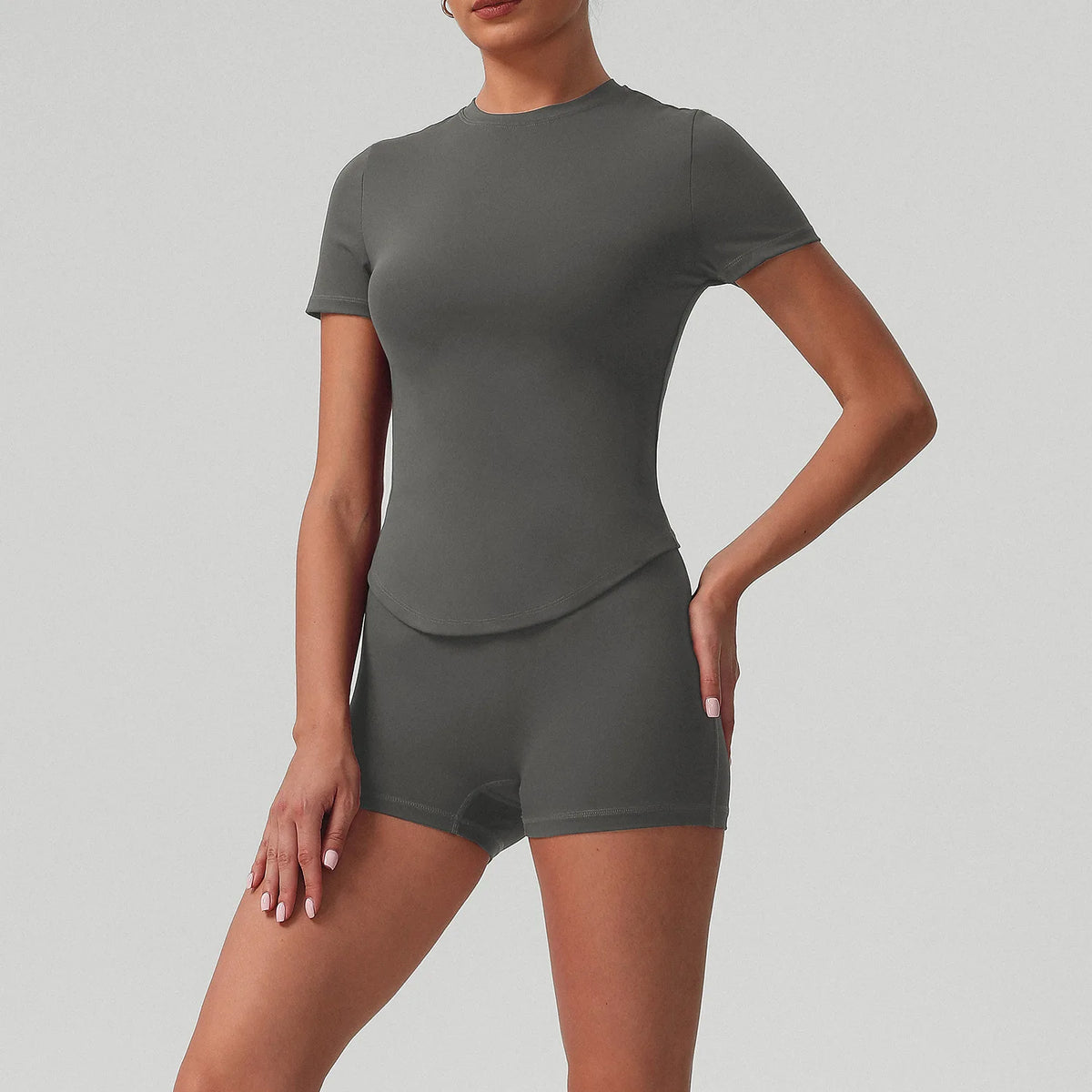 2 Pieces Sportswear Women Yoga Shorts Set Short Sleeve Sports T Shirts High Waist Hip Lifting Running Leggings Fitness Outfits