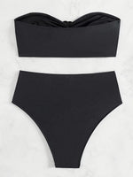 XS - XL 3D Flower Bandeau Bikinis Female Swimsuit High Waist Bikini Women Swimwear Two-pieces Bikini Set Bathing Suit Swim Lady
