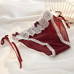 Lace Panties Women Underwear L-XL Low-Rise Briefs Sexy Underpants Lace Solid Color Panties Comfy Lingerie