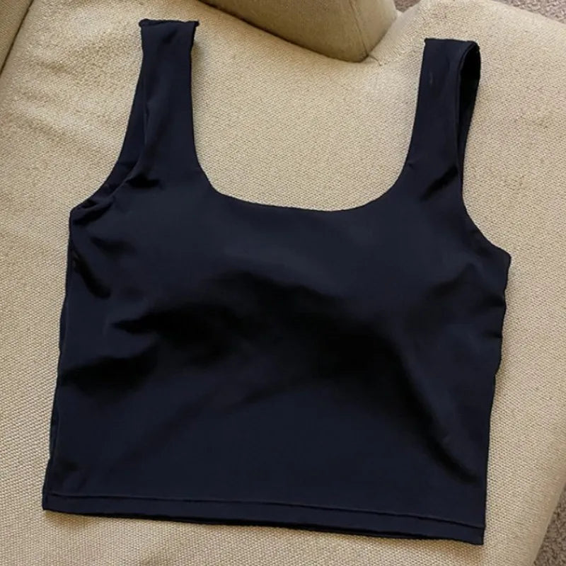 Summer Ice Silk Bras Top Square Neck Crop Top Solid Color Underwear Streetwear Bra Top for Women Sexy Lingerie