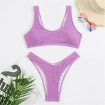 8 Colors High Cut Wrinkled Crinkled Bikini Female Swimsuit Two-Pieces Bikini Set Women Swimwear Bather Bathing Suit Swim V3461C