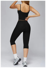 2 Pieces Yoga Set Women Sports Shirts Workout Top Fitness Suits Outdoor Gym Running Mid-length Pants Workout Clothes Tracksuits