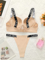push up bra set underwear set solid color set letter women's set suitable for small chest beauties sexy set B2050