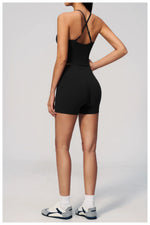 New Yoga Sets Women V Neck Back Criss Cross Sports Tank Top High Waist Butt Lift Shorts Fitness Suit Gym Running Workout Clothes