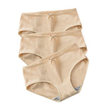 3Pcs/Set Cotton Panties Low Waist Briefs Solid Color Lingerie Women Underpants Comfy Breathable Underwear Intimates