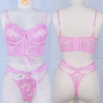Women Intimates Sexy Bra & Panties Underwear Set Lace Splicing Perspective Sexy Lingerie Erotic 2-Piece Bra + Panty Set