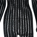 FDYOUI Sexy See-through Bodysuit Women's Long Sleeve Night Club Overalls Black Streetwear Lady Chic One Piece Party Jumpsuits