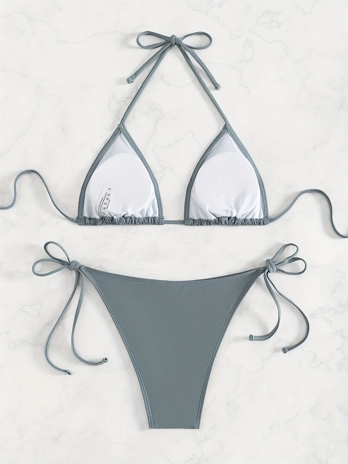 ZTVitality Sexy Solid Swimwear Thong Bikini Set 2025 New Bandage Halter Women's Swimsuit Summer 2 Piece Bathing Suit Biquini