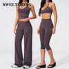 Women's Fitness Set Gym Tracksuit Breathable Sports Bra Flared Trousers Suit Workout Clothing Sportswear Female Athletic Wear