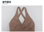 Cross Back V-neck Short Yoga Jumpsuit Women Quick Drying Solid Sleeveless Sports One Piece Suit Outdoor Recreation Bodysuits