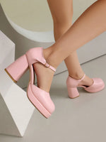 NASBAVI Platform Pumps Chunky Heel Ankle Strap Shoes 2025 Spring Summer Wedding Shoes Fashion Sexy Mary Janes Pumps Big Size 48