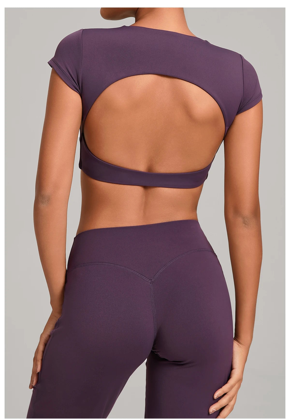 No Padded Women's Yoga T-shirt Short Sleeves Bra Backless Fitness Top Beautiful Back Gym Clothes Form-fitting Running Tee