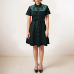 Western Cowgirl Printed Dress Halloween Cosplay Costume Summer Cowboy Button-Down Dress Short Sleeves 100% Cotton Sexy Dress