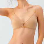 New French-Style Triangle Cup Sexy Halter Cross-Back Bra with Multiple Wearing Styles for Women, Minimizes Large Busts, Summer Backless Bra