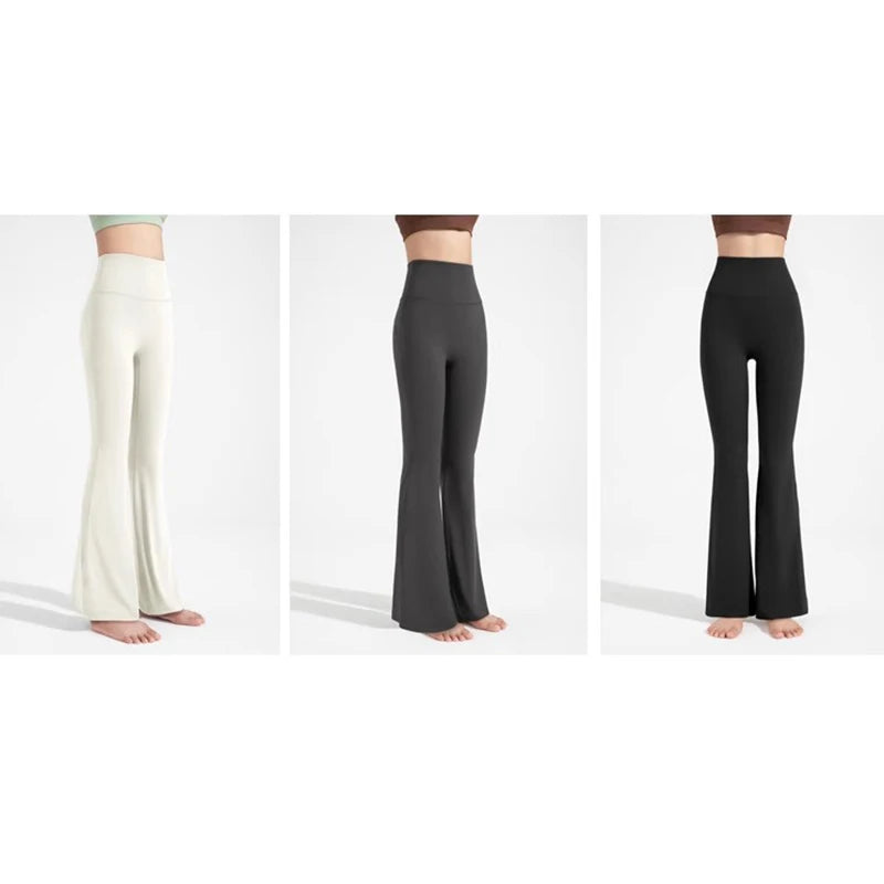 High-Waisted Flared Yoga Fitness Pants Women's Nude Sports Hip Lifting Fitness Trousers