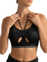 Women Wireless Halter Sports Bra Cutout Breathable Cropped Bralette Daily Gym Yoga Breast Support Activewear