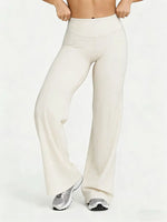 Women's Nude Feel Casual Straight Leg Pants Soft Slim Fit Wide Leg Yoga Trousers Running Gym Active Long Pants Plus Size Clothes