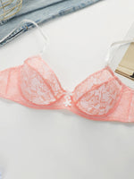 New Women's Underwear Set Lace Pink Flower Sexy Ultra Thin Underwear 2-piece Set Bra And Thongs Push Up Bra MR2643