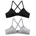 2Pcs/Set Women Ribbed Knit Triangle Bralette Wireless Bra Sexy Lingerie Soft Comfort Underwear Ladies Bra No Pads S-L