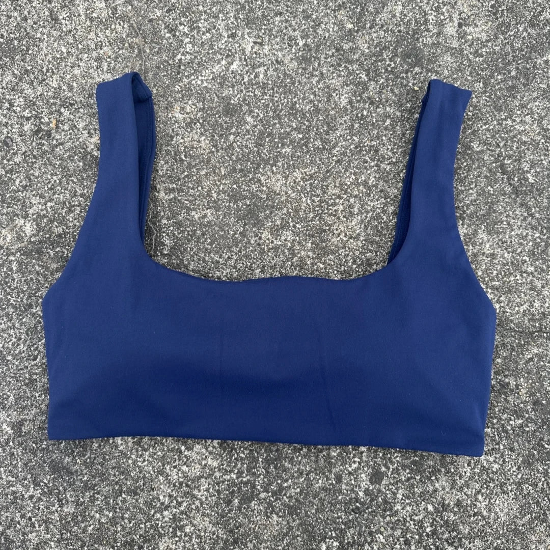 Solid Color Butter Square collar Soft Gym Yoga Underwear Women Hollow back shoulder strap Fitness Vest sport Bra Top With pad