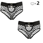 2pcs Sexy Women's Panties BriefsElasticity Underwear Mid Waist Fishnet Lingerie Ladies Hollow Out Transparent Underpants