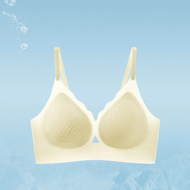Ultra-thin Ice Silk Seamless Underwear Women's Small Breast Gathering Wireless Breast-Reducing Cooling Beautiful Back Bra