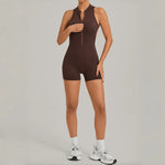 Women's Seamless Yoga Jumpsuits Sports Running Fitness Backless Sleeveless Hip-lifting One-piece Workout Gym Shorts Bodysuits