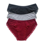 3Pcs/Set Women Lace Briefs Female Underpants Solid Color Pantys M-XL Soft Underwear Sexy Lingerie Intimates Cotton Panties