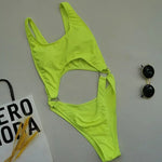 Sexy Splicing Tummy Cut Out Female Swimwear One Piece Swimsuit Women Tassel Monokini Bather String Bathing Suit Swim Bodysuit
